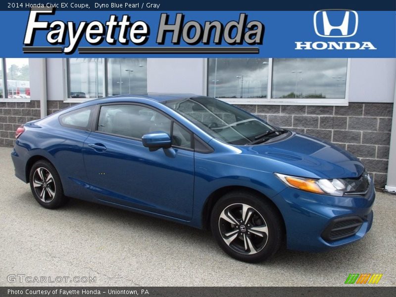 Dyno Blue Pearl / Gray 2014 Honda Civic EX Coupe