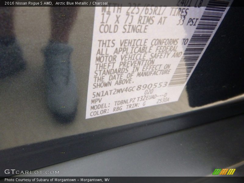 Arctic Blue Metallic / Charcoal 2016 Nissan Rogue S AWD