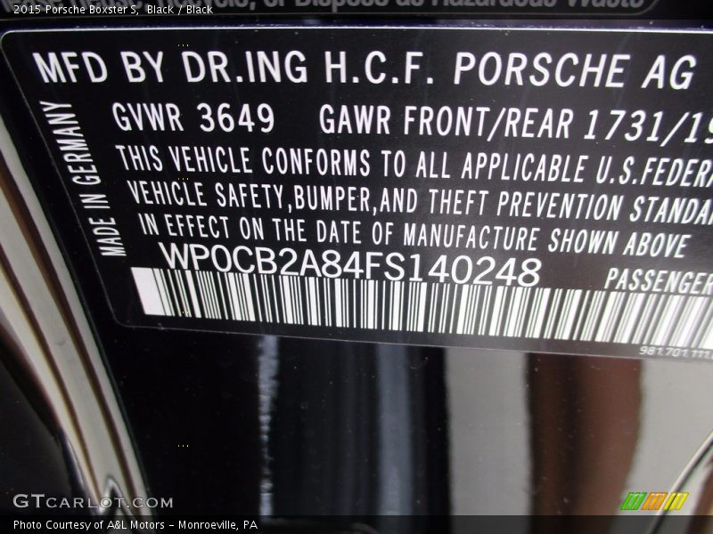 Black / Black 2015 Porsche Boxster S