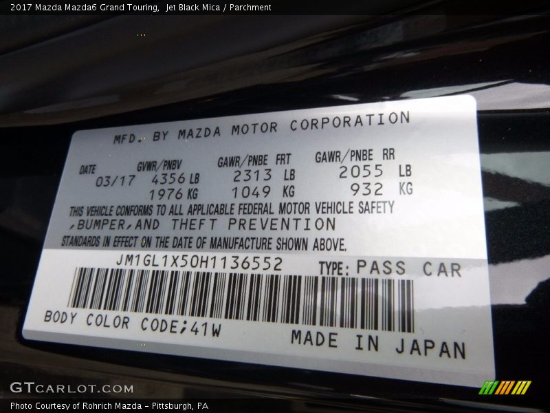 Jet Black Mica / Parchment 2017 Mazda Mazda6 Grand Touring