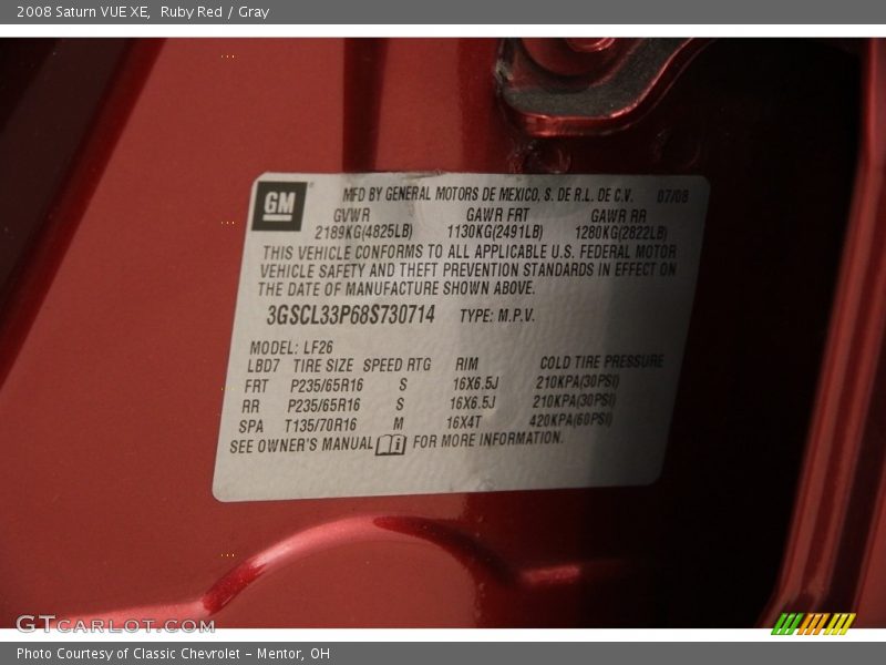 Ruby Red / Gray 2008 Saturn VUE XE