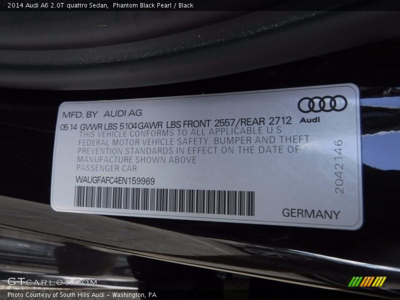 Phantom Black Pearl / Black 2014 Audi A6 2.0T quattro Sedan