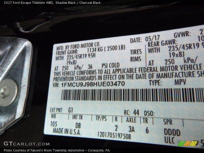 Shadow Black / Charcoal Black 2017 Ford Escape Titanium 4WD