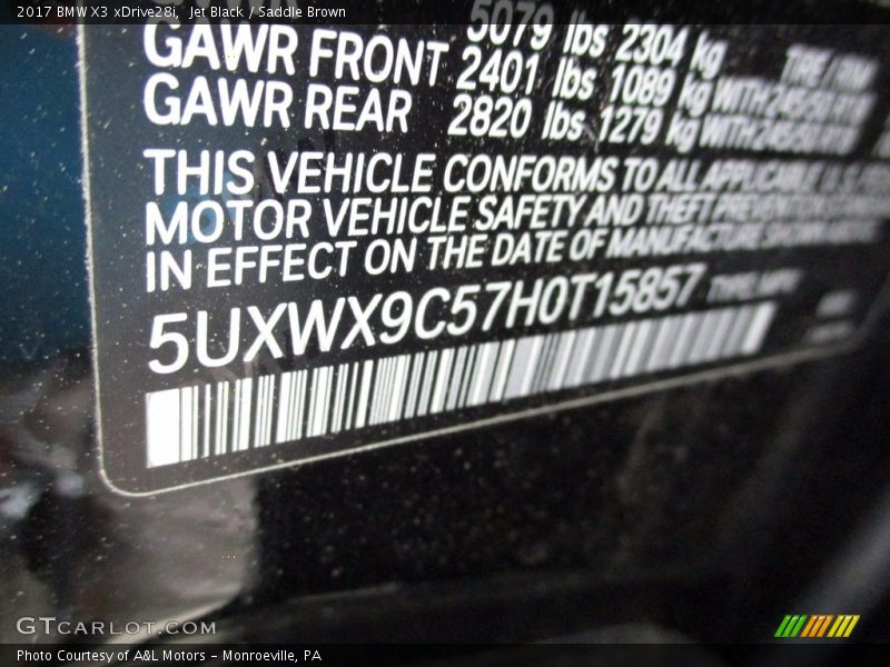 Jet Black / Saddle Brown 2017 BMW X3 xDrive28i