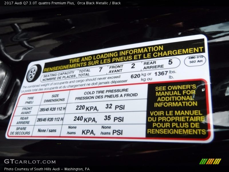 Orca Black Metallic / Black 2017 Audi Q7 3.0T quattro Premium Plus