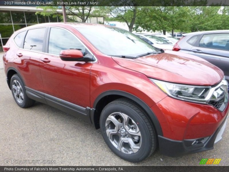 Molten Lava Pearl / Ivory 2017 Honda CR-V EX-L AWD
