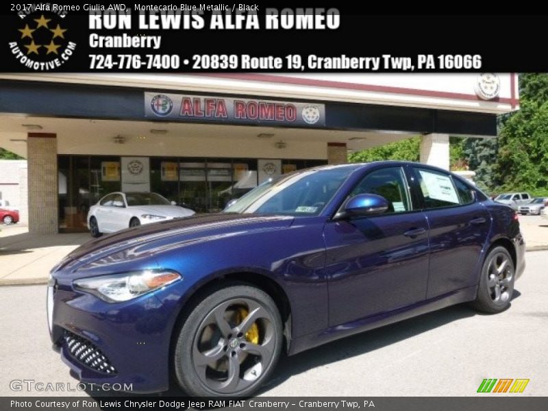 Montecarlo Blue Metallic / Black 2017 Alfa Romeo Giulia AWD