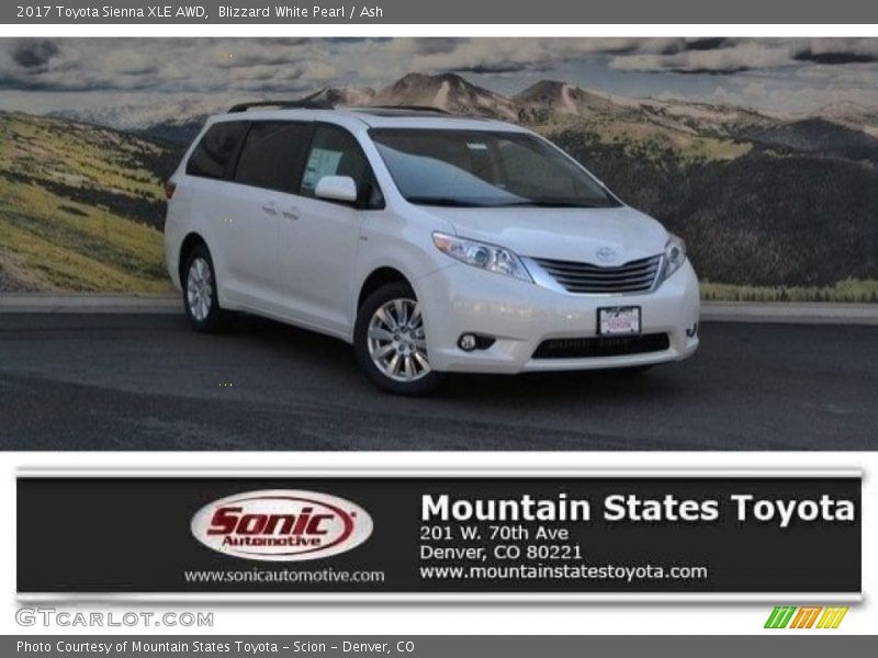 Blizzard White Pearl / Ash 2017 Toyota Sienna XLE AWD