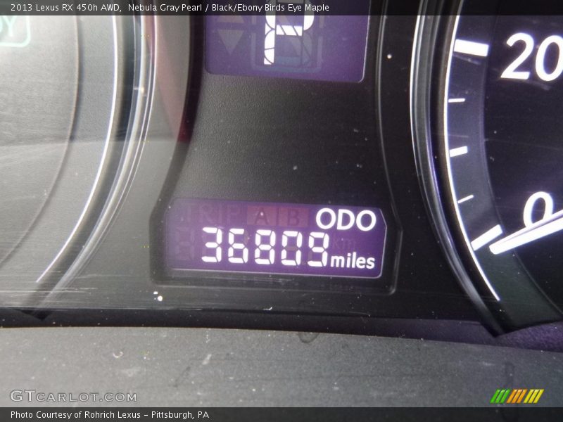 Nebula Gray Pearl / Black/Ebony Birds Eye Maple 2013 Lexus RX 450h AWD
