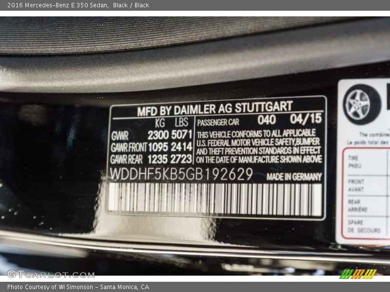 Black / Black 2016 Mercedes-Benz E 350 Sedan