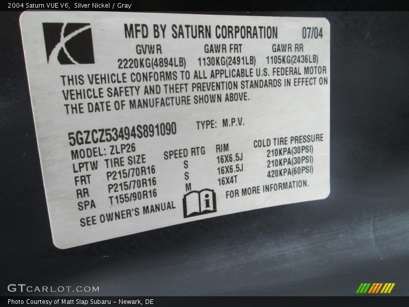Silver Nickel / Gray 2004 Saturn VUE V6
