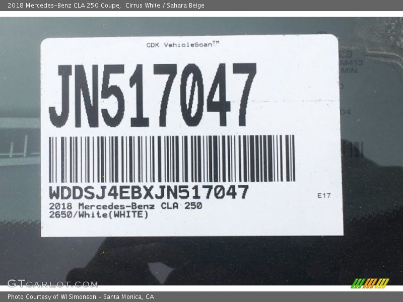 Cirrus White / Sahara Beige 2018 Mercedes-Benz CLA 250 Coupe