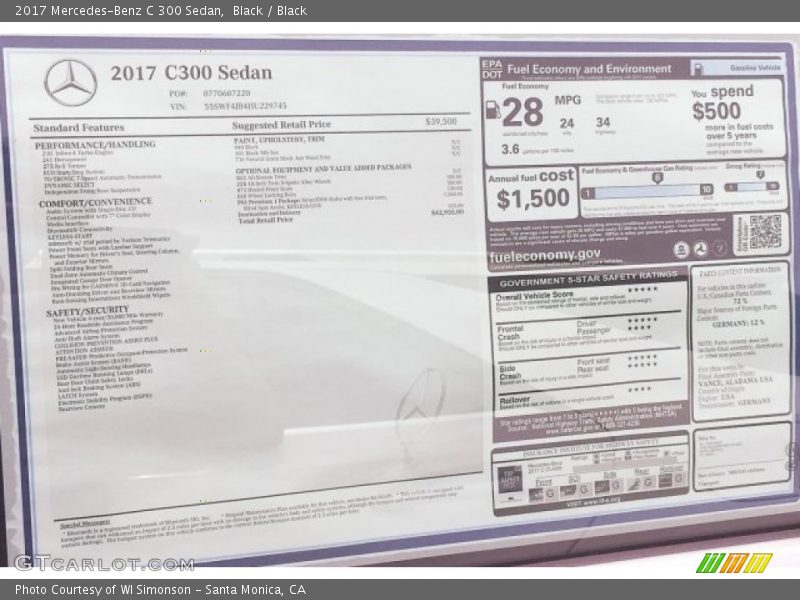 Black / Black 2017 Mercedes-Benz C 300 Sedan