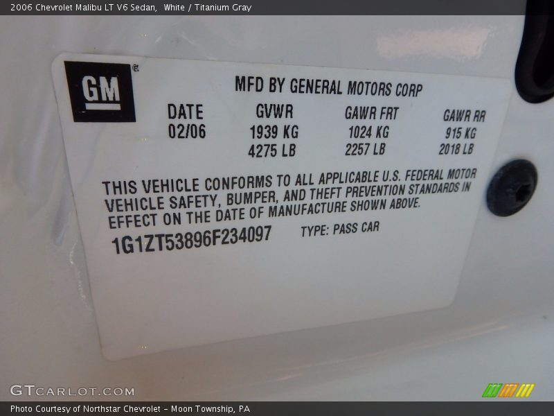 White / Titanium Gray 2006 Chevrolet Malibu LT V6 Sedan