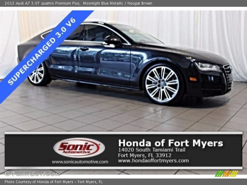 Moonlight Blue Metallic / Nougat Brown 2013 Audi A7 3.0T quattro Premium Plus