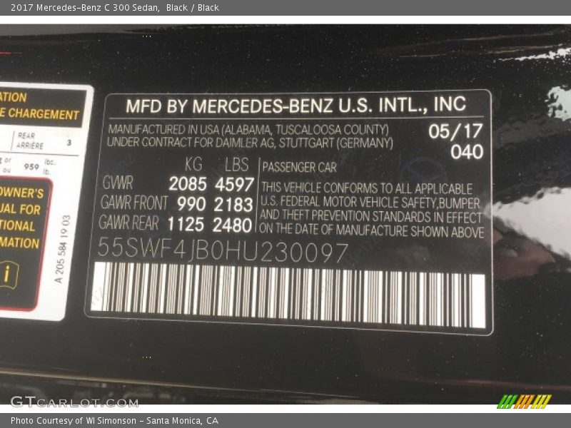 Black / Black 2017 Mercedes-Benz C 300 Sedan