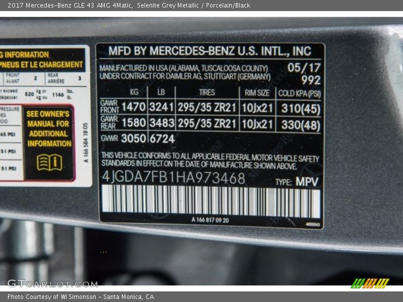 2017 GLE 43 AMG 4Matic Selenite Grey Metallic Color Code 992