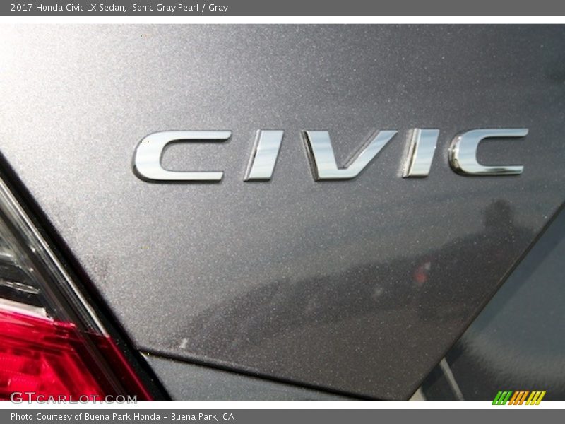 Sonic Gray Pearl / Gray 2017 Honda Civic LX Sedan