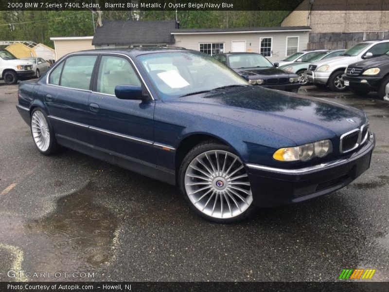 Biarritz Blue Metallic / Oyster Beige/Navy Blue 2000 BMW 7 Series 740iL Sedan