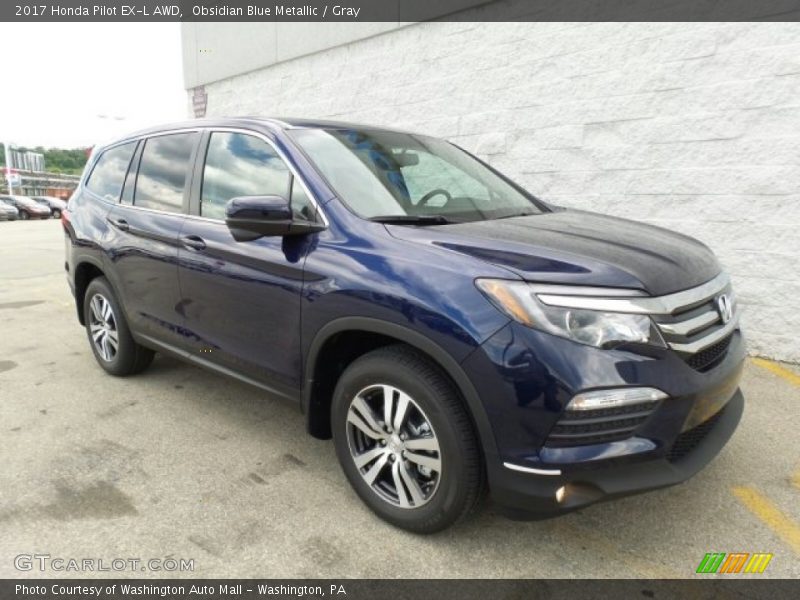 Obsidian Blue Metallic / Gray 2017 Honda Pilot EX-L AWD