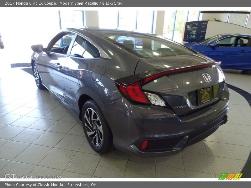 Modern Steel Metallic / Black/Gray 2017 Honda Civic LX Coupe