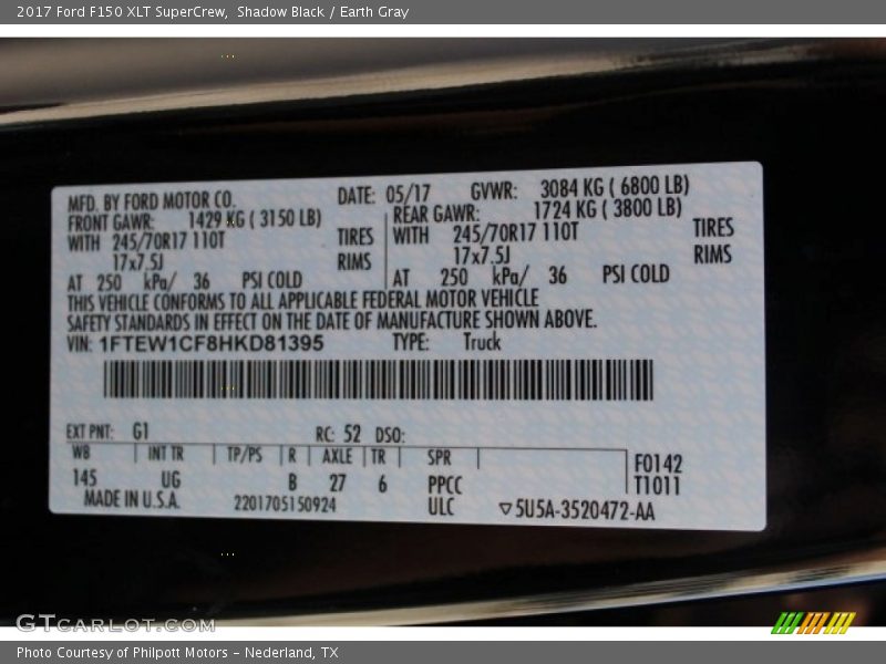 Shadow Black / Earth Gray 2017 Ford F150 XLT SuperCrew