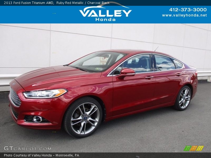 Ruby Red Metallic / Charcoal Black 2013 Ford Fusion Titanium AWD