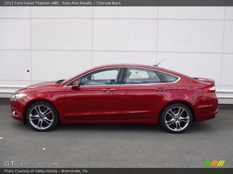 Ruby Red Metallic / Charcoal Black 2013 Ford Fusion Titanium AWD