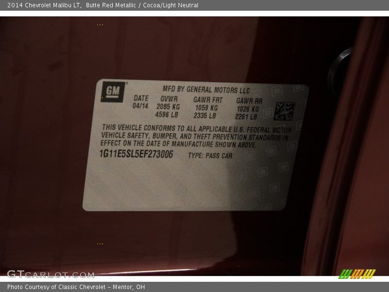 Butte Red Metallic / Cocoa/Light Neutral 2014 Chevrolet Malibu LT