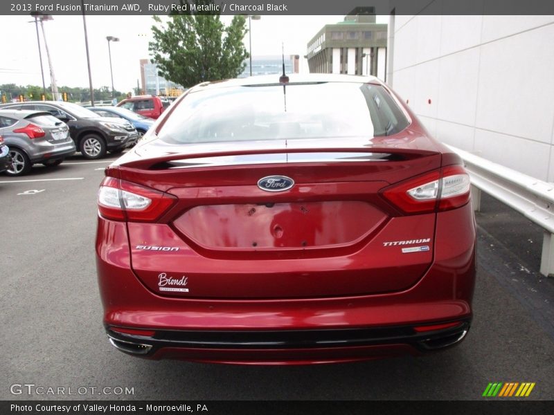 Ruby Red Metallic / Charcoal Black 2013 Ford Fusion Titanium AWD