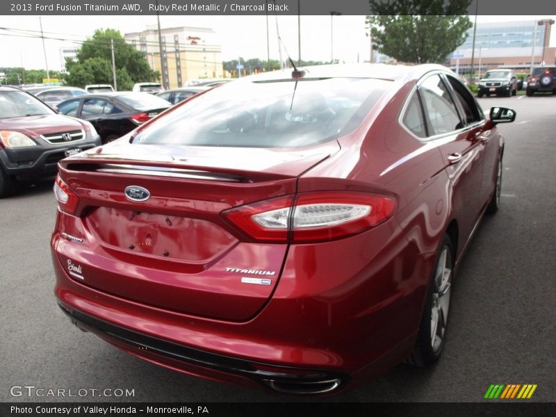 Ruby Red Metallic / Charcoal Black 2013 Ford Fusion Titanium AWD