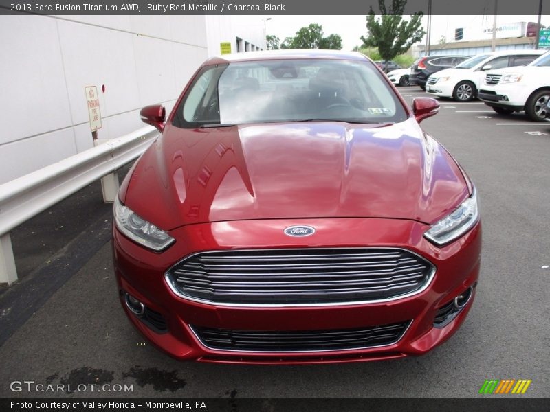 Ruby Red Metallic / Charcoal Black 2013 Ford Fusion Titanium AWD