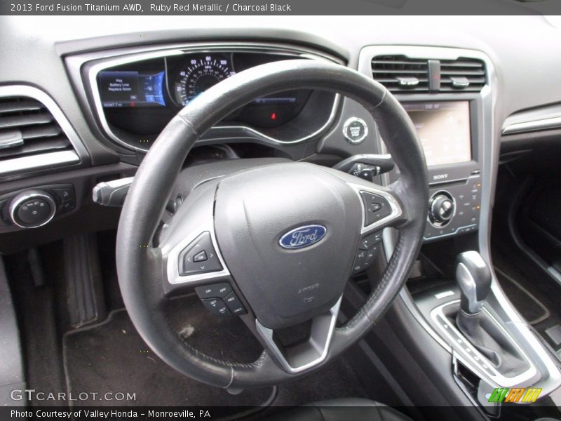 Ruby Red Metallic / Charcoal Black 2013 Ford Fusion Titanium AWD