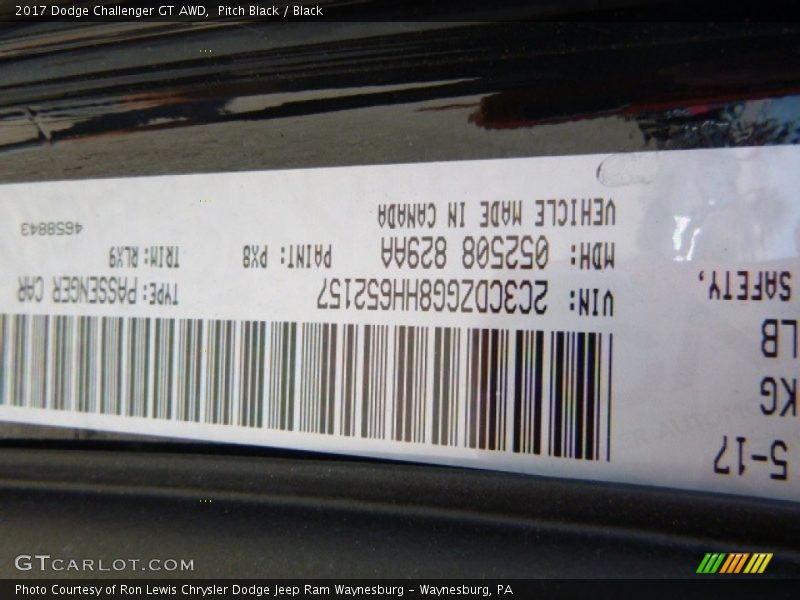 Pitch Black / Black 2017 Dodge Challenger GT AWD