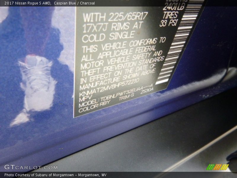 Caspian Blue / Charcoal 2017 Nissan Rogue S AWD