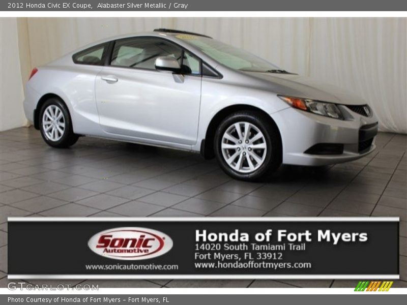 Alabaster Silver Metallic / Gray 2012 Honda Civic EX Coupe