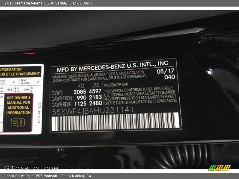 Black / Black 2017 Mercedes-Benz C 300 Sedan