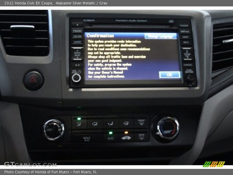 Alabaster Silver Metallic / Gray 2012 Honda Civic EX Coupe