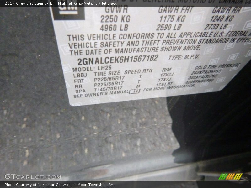 Nightfall Gray Metallic / Jet Black 2017 Chevrolet Equinox LT