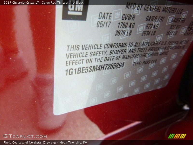 Cajun Red Tintcoat / Jet Black 2017 Chevrolet Cruze LT