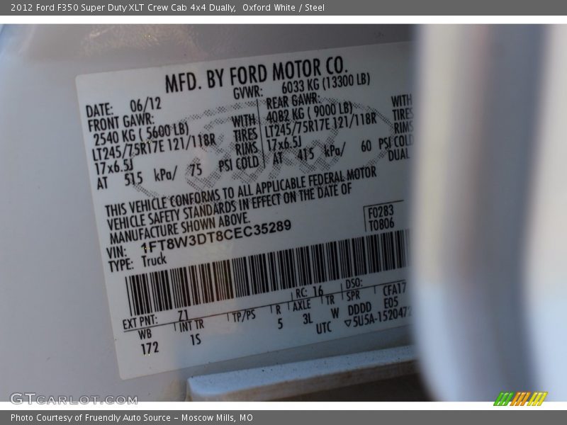 Oxford White / Steel 2012 Ford F350 Super Duty XLT Crew Cab 4x4 Dually