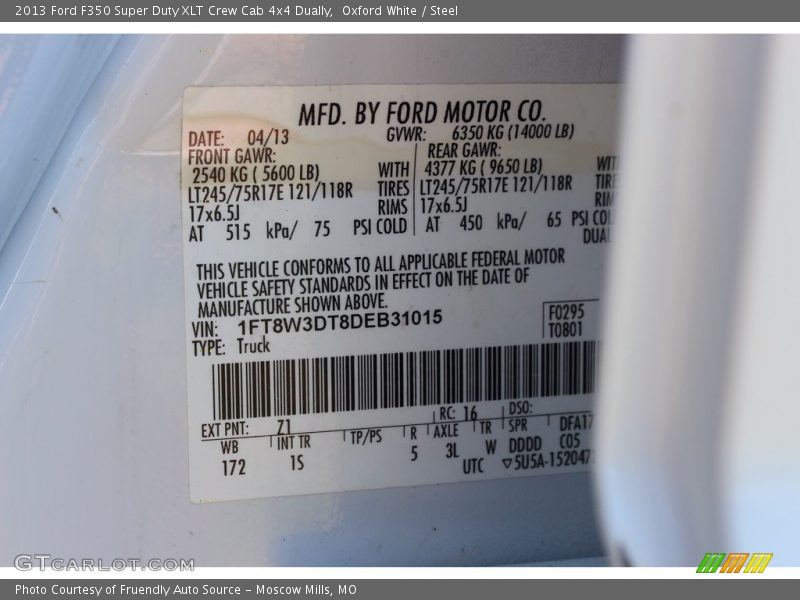 Oxford White / Steel 2013 Ford F350 Super Duty XLT Crew Cab 4x4 Dually