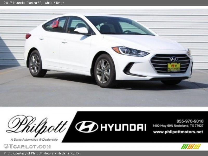 White / Beige 2017 Hyundai Elantra SE