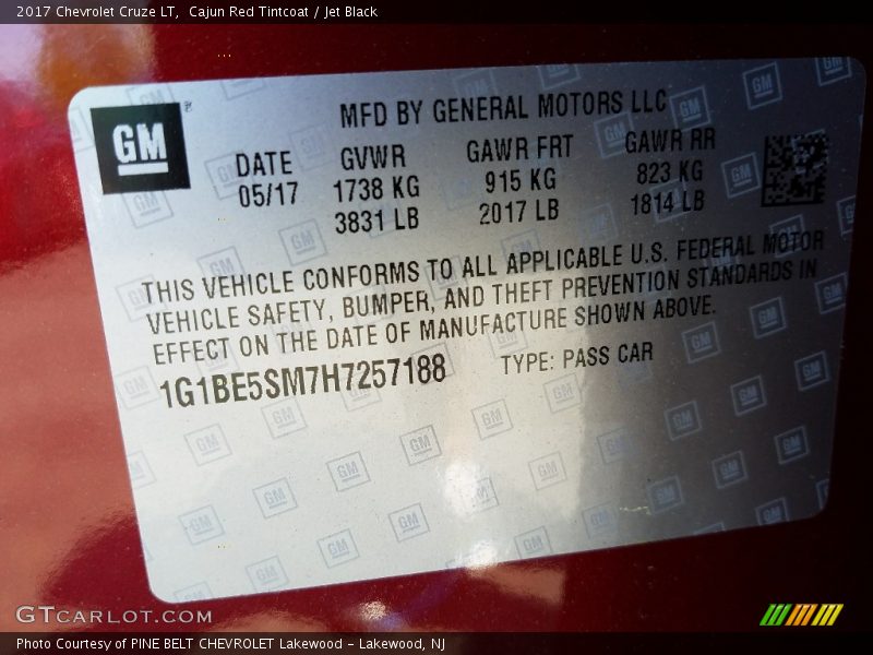 Cajun Red Tintcoat / Jet Black 2017 Chevrolet Cruze LT