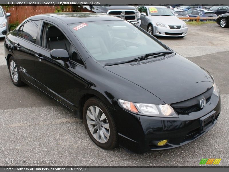 Crystal Black Pearl / Gray 2011 Honda Civic EX-L Sedan