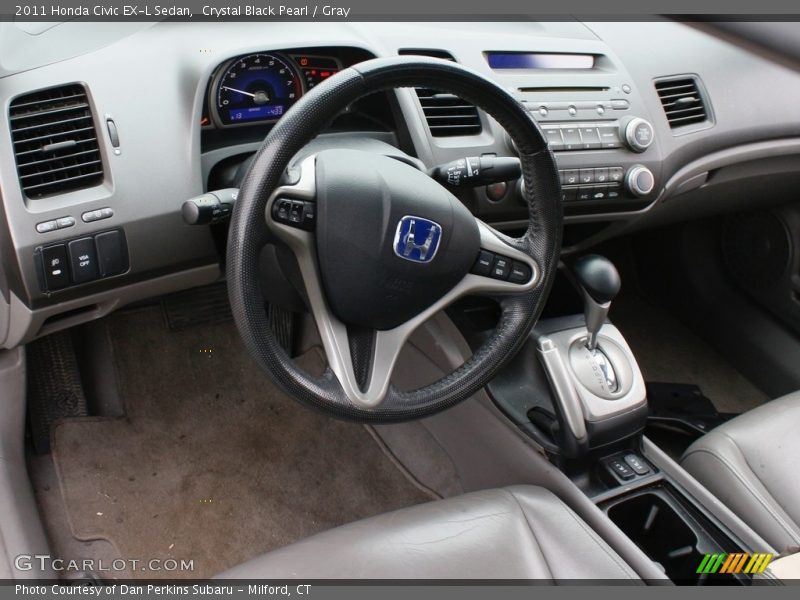 Crystal Black Pearl / Gray 2011 Honda Civic EX-L Sedan
