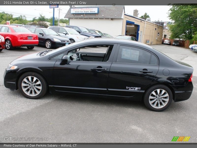 Crystal Black Pearl / Gray 2011 Honda Civic EX-L Sedan