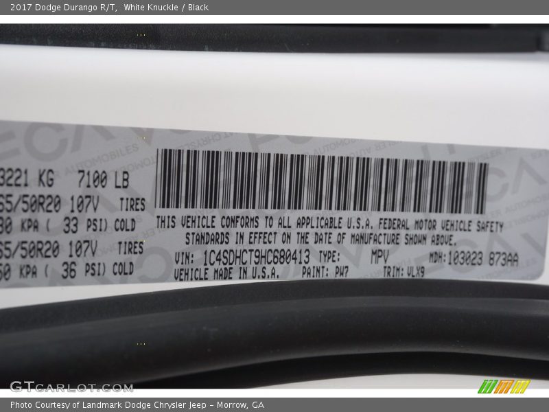 White Knuckle / Black 2017 Dodge Durango R/T