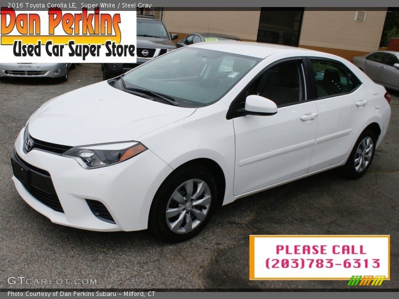 Super White / Steel Gray 2016 Toyota Corolla LE