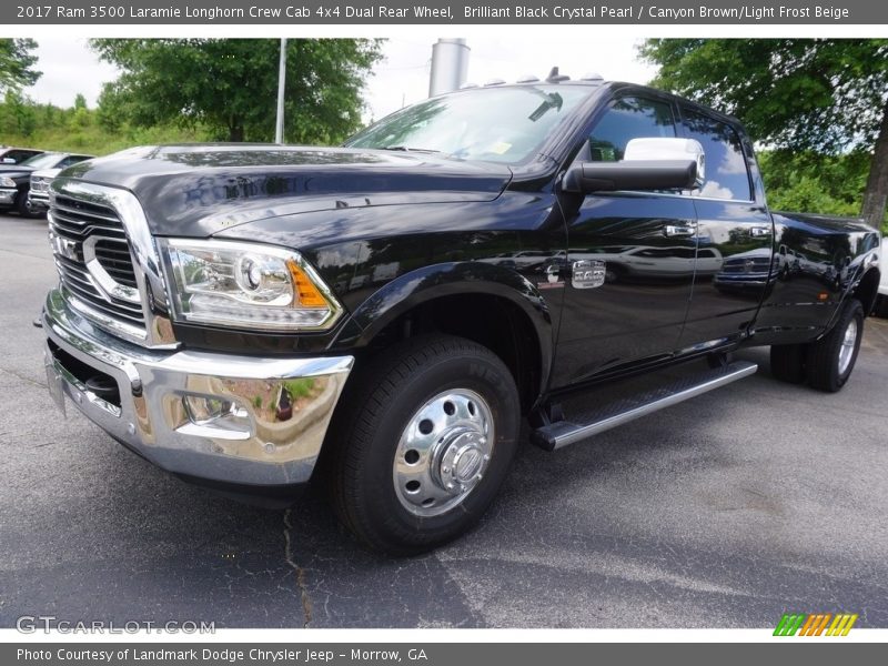 Brilliant Black Crystal Pearl / Canyon Brown/Light Frost Beige 2017 Ram 3500 Laramie Longhorn Crew Cab 4x4 Dual Rear Wheel